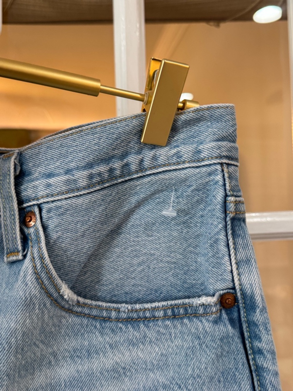 Levi's 501 Light Blue Frayed denim jean shorts - Picture 3 of 7